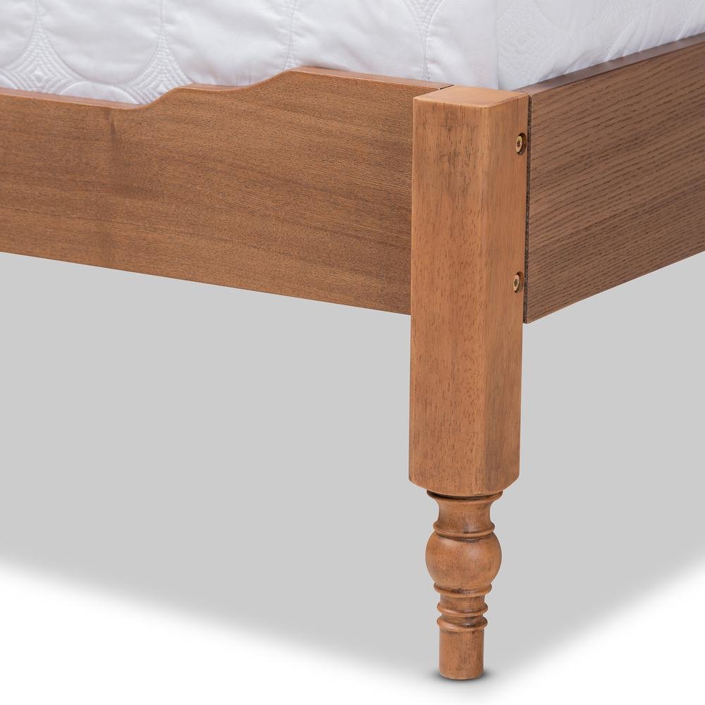 Walnut Brown Finished Wood King Size Platform Storage Bed with Built-In Shelves