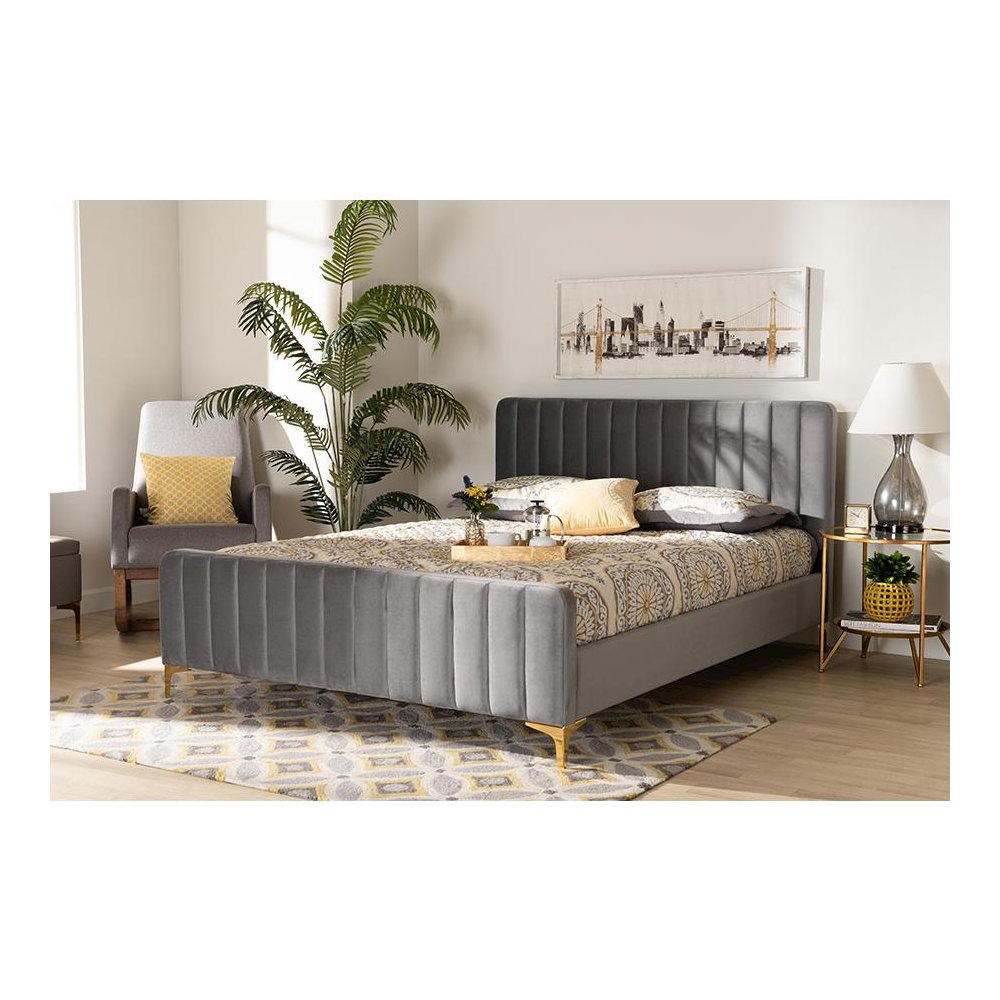 Gold Finished King Size Platform Bed