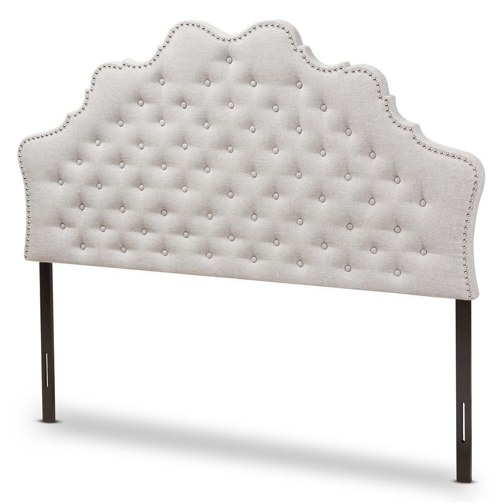 Hilda Modern and Contemporary Greyish Beige Fabric King Size Headboard