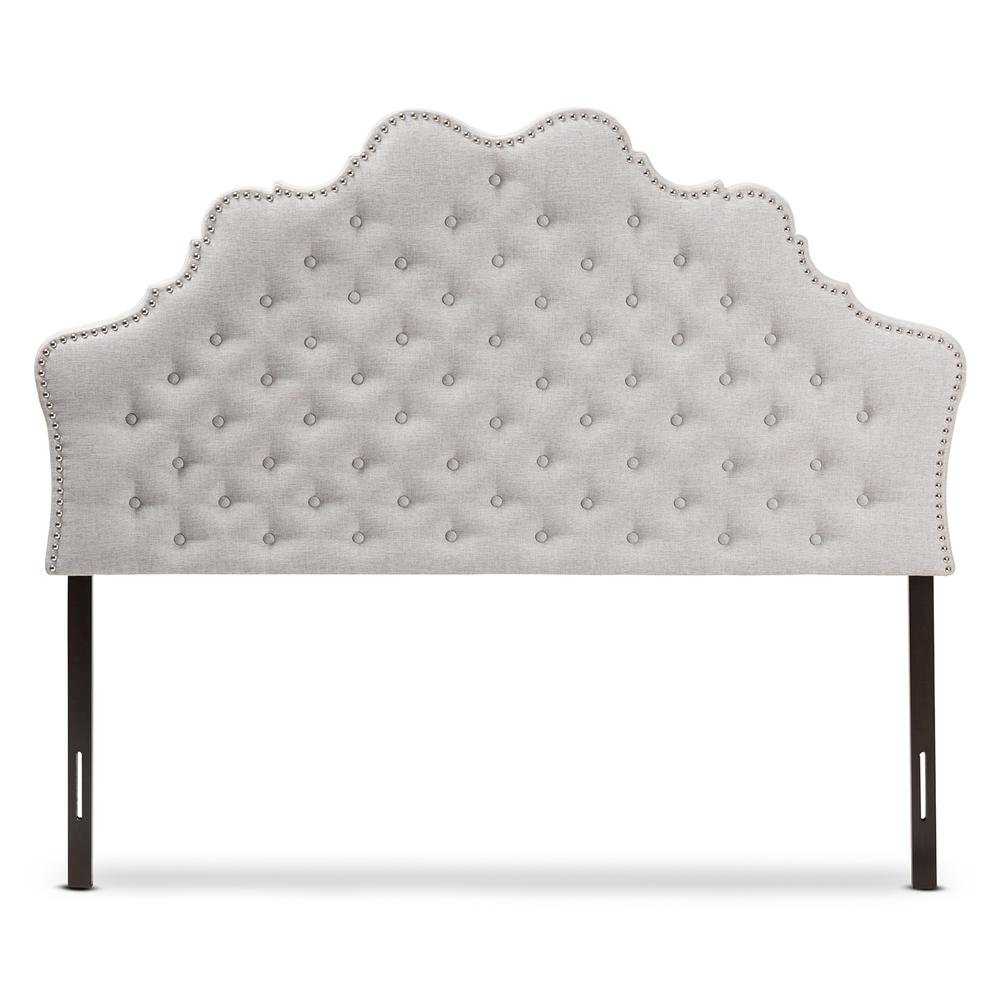 Hilda Modern and Contemporary Greyish Beige Fabric King Size Headboard