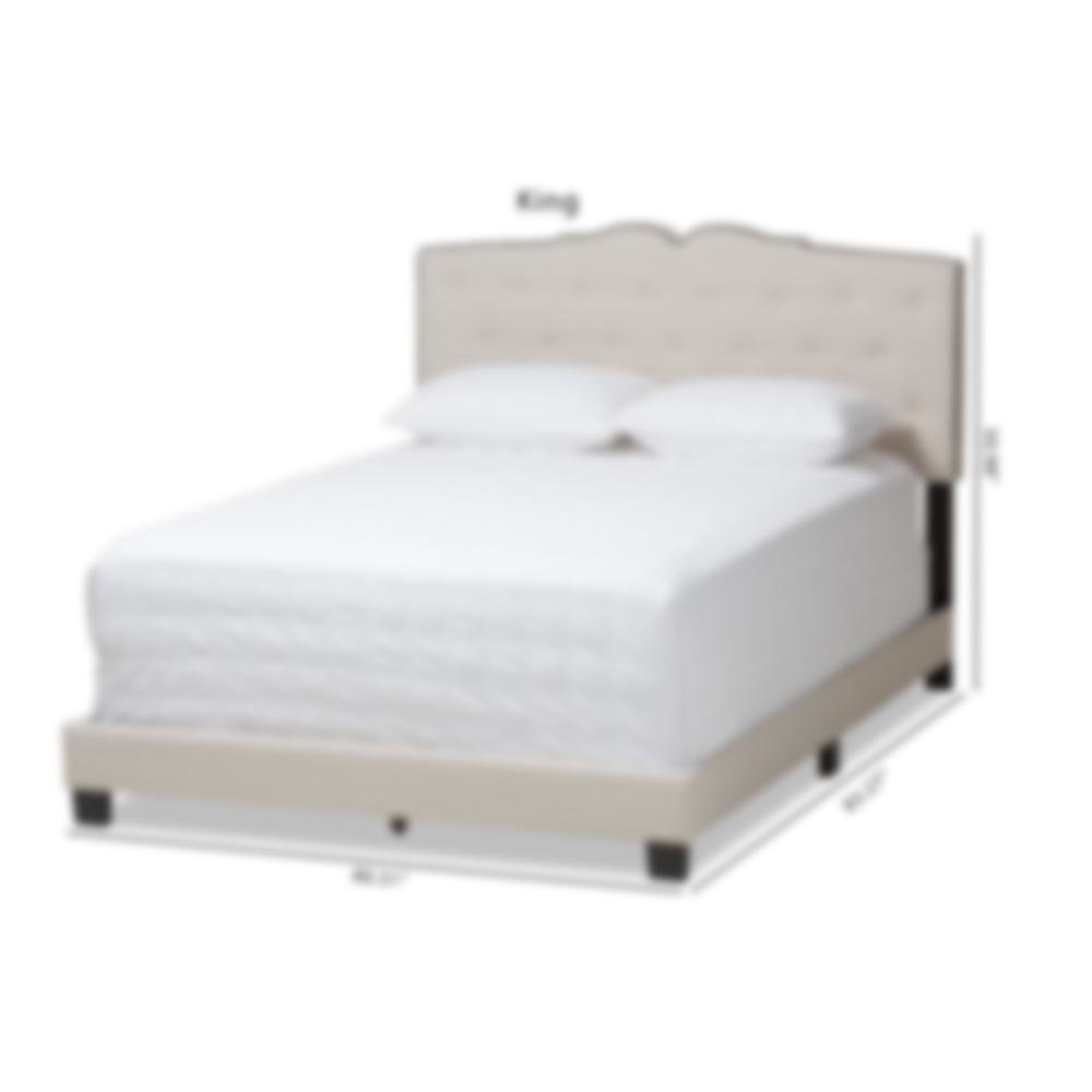 Vivienne Modern and Contemporary Light Beige Fabric Upholstered King Size Bed