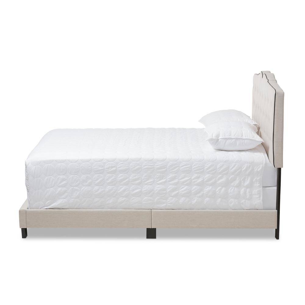 Vivienne Modern and Contemporary Light Beige Fabric Upholstered King Size Bed