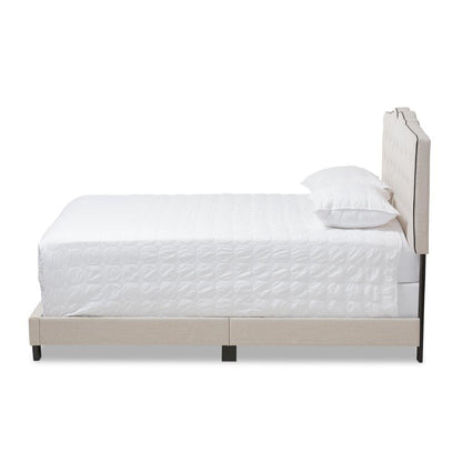 Vivienne Modern and Contemporary Light Beige Fabric Upholstered King Size Bed