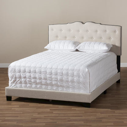 Vivienne Modern and Contemporary Light Beige Fabric Upholstered King Size Bed