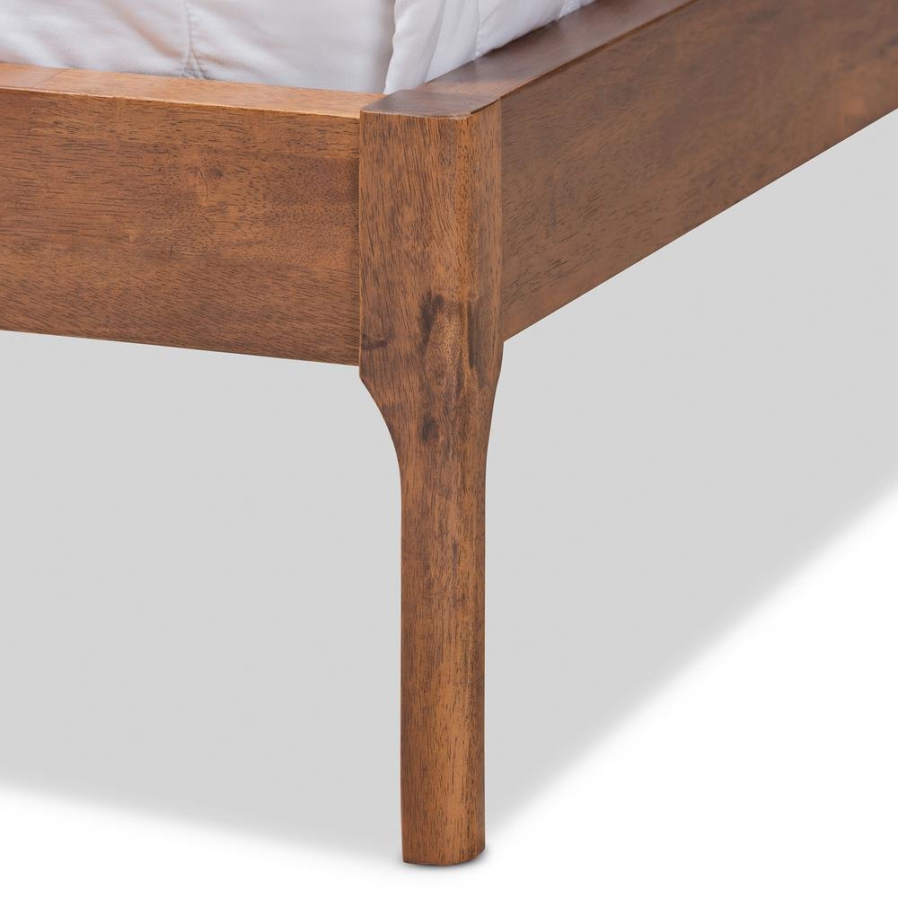 Grey Fabric Upholstered Walnut Finished King Size Platform Bed
