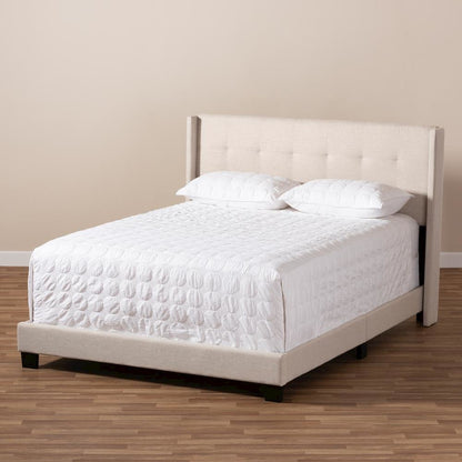 Lisette Modern and Contemporary Beige Fabric Upholstered King Size Bed