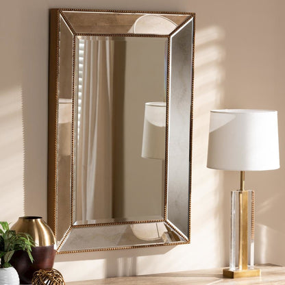 Antique Gold Finished Rectangular Accent Wall Mirror