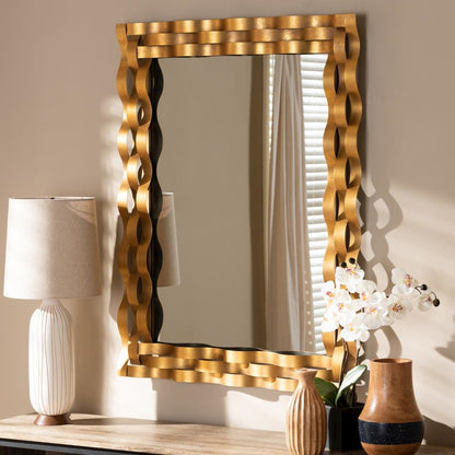 Antique Gold Finished Rectangular Accent Wall Mirror