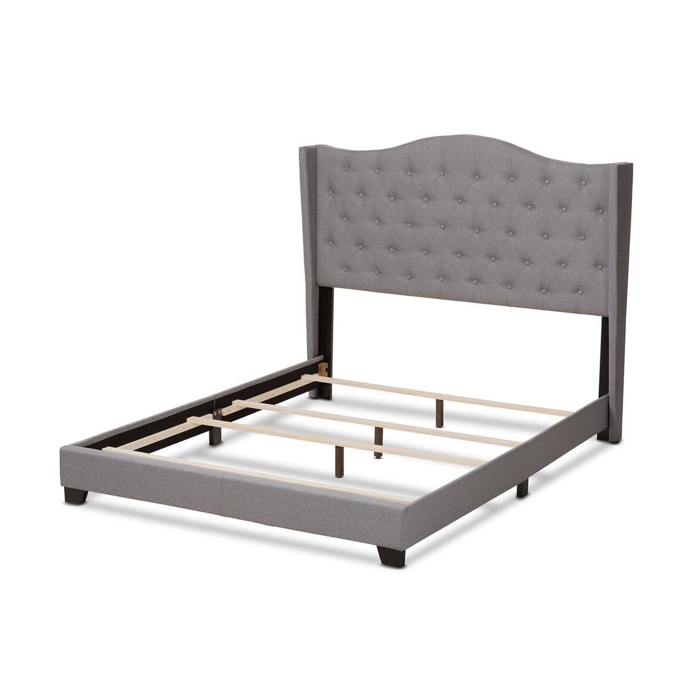 Alesha Modern and Contemporary Grey Fabric Upholstered King Size Bed