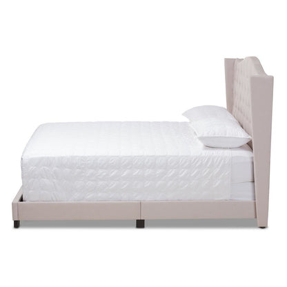 Alesha Modern and Contemporary Beige Fabric Upholstered King Size Bed