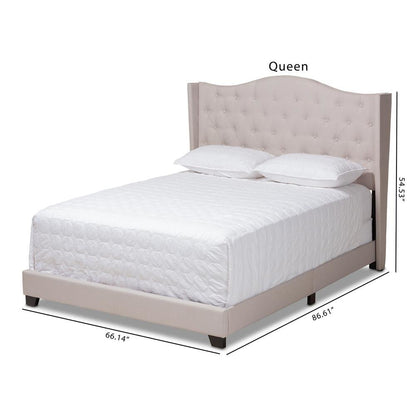 Alesha Modern and Contemporary Beige Fabric Upholstered King Size Bed