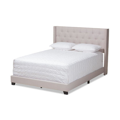 Brady Modern and Contemporary Beige Fabric Upholstered King Size Bed