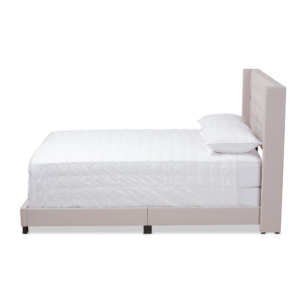 Brady Modern and Contemporary Beige Fabric Upholstered King Size Bed