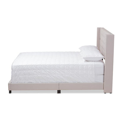 Brady Modern and Contemporary Beige Fabric Upholstered King Size Bed