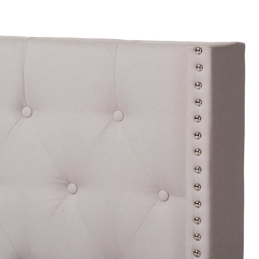 Brady Modern and Contemporary Beige Fabric Upholstered King Size Bed