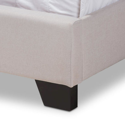 Brady Modern and Contemporary Beige Fabric Upholstered King Size Bed