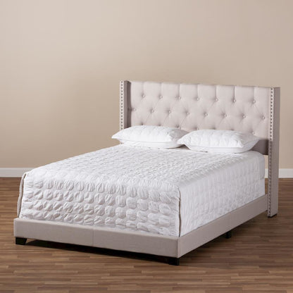Brady Modern and Contemporary Beige Fabric Upholstered King Size Bed