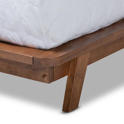 Sante Mid-Century Modern Grey Fabric Upholstered Wood King Size Platform Bed