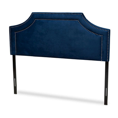 Navy Blue Velvet Fabric Upholstered King Size Headboard