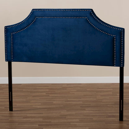 Navy Blue Velvet Fabric Upholstered King Size Headboard