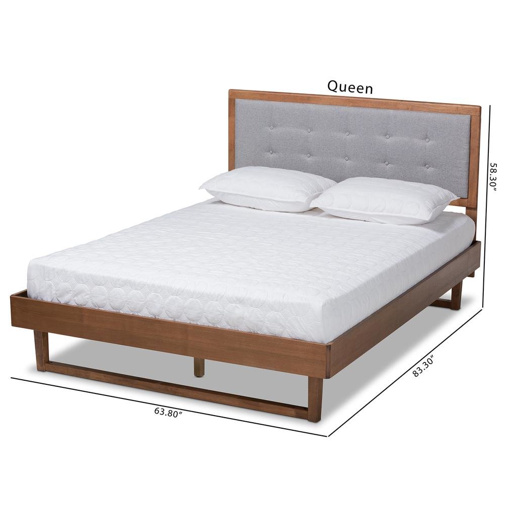 Ash Walnut Finished Wood King Size Platform Bed