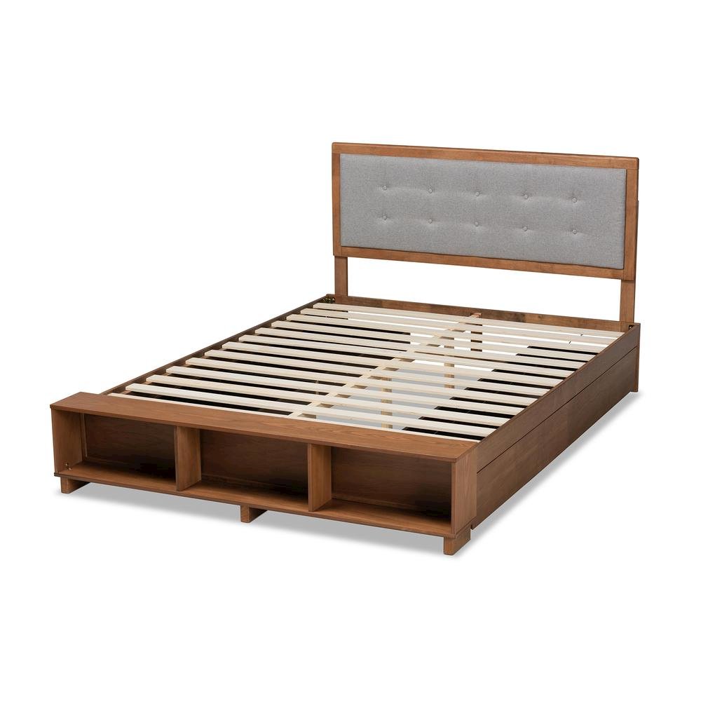 Walnut Brown Finished Wood 4-Drawer King Size Platform Storage Bed