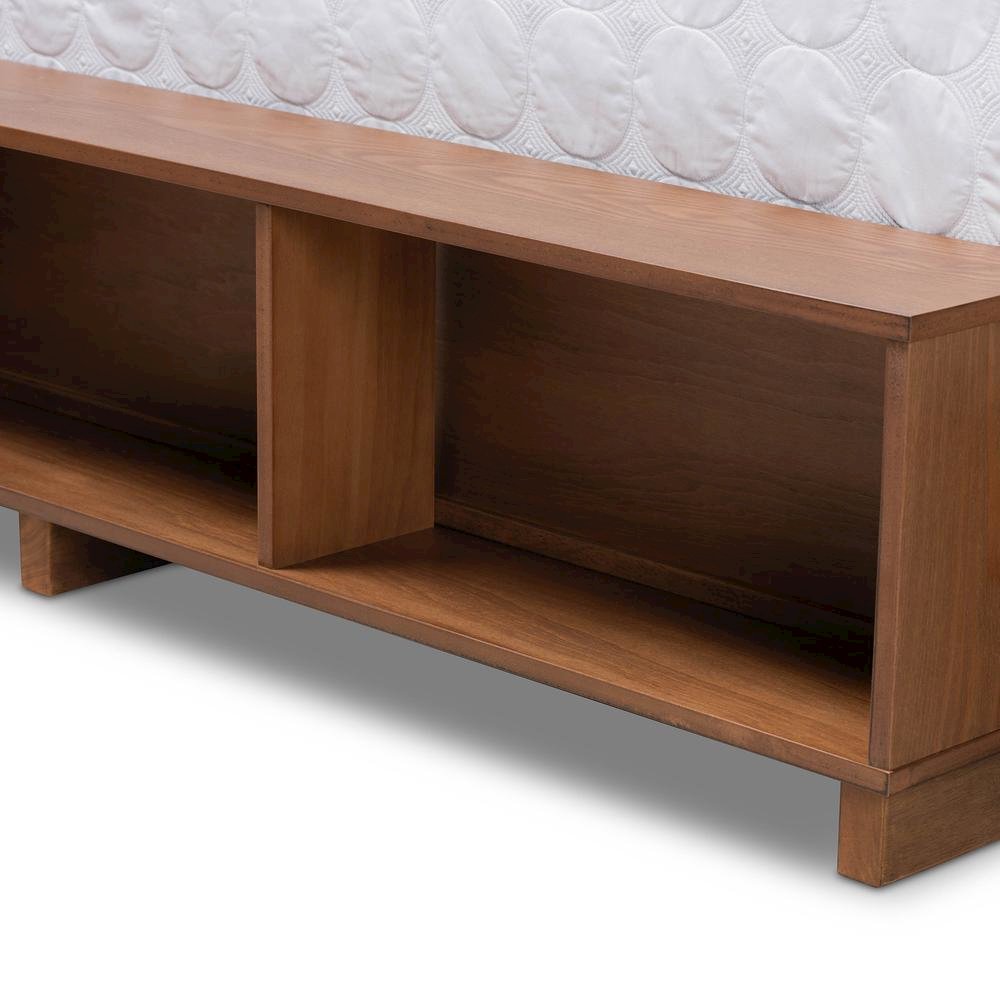 Walnut Brown Finished Wood 4-Drawer King Size Platform Storage Bed