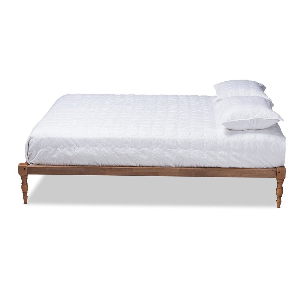 Walnut Brown Finished Wood King Size Platform Bed Frame