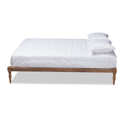 Walnut Brown Finished Wood King Size Platform Bed Frame