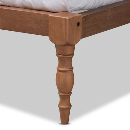 Walnut Brown Finished Wood King Size Platform Bed Frame