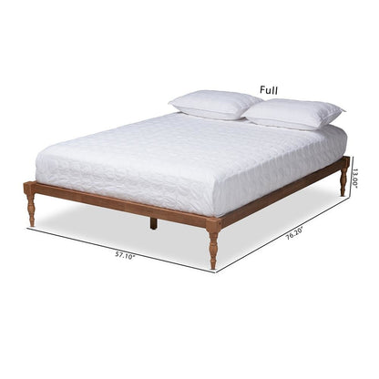 Walnut Brown Finished Wood King Size Platform Bed Frame