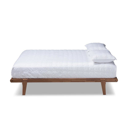 Kaia Mid-Century Modern Walnut Brown Finished Wood King Size Platform Bed Frame