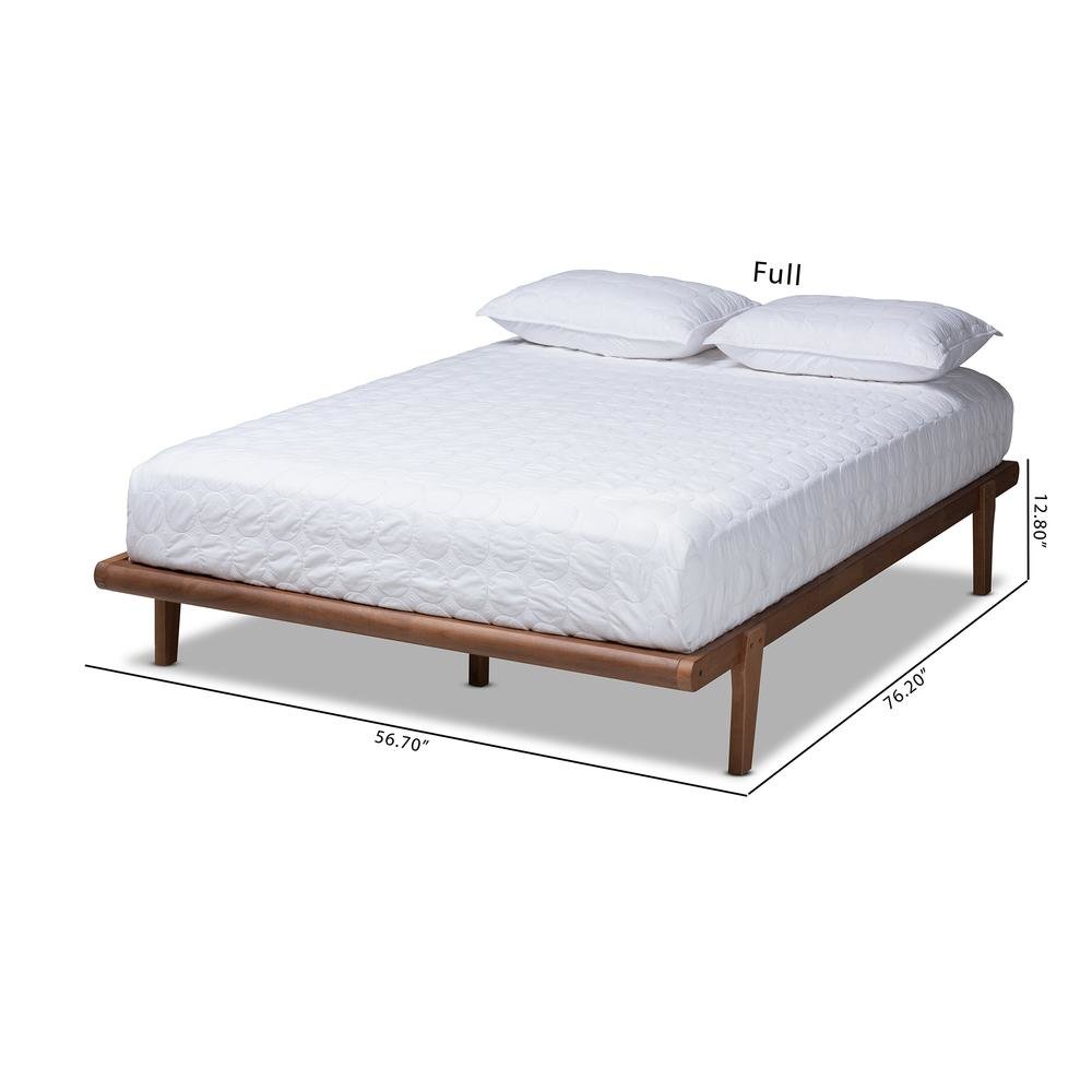 Kaia Mid-Century Modern Walnut Brown Finished Wood King Size Platform Bed Frame