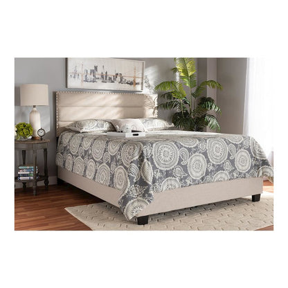 Ansa Modern and Contemporary Beige Fabric Upholstered Queen Size Bed