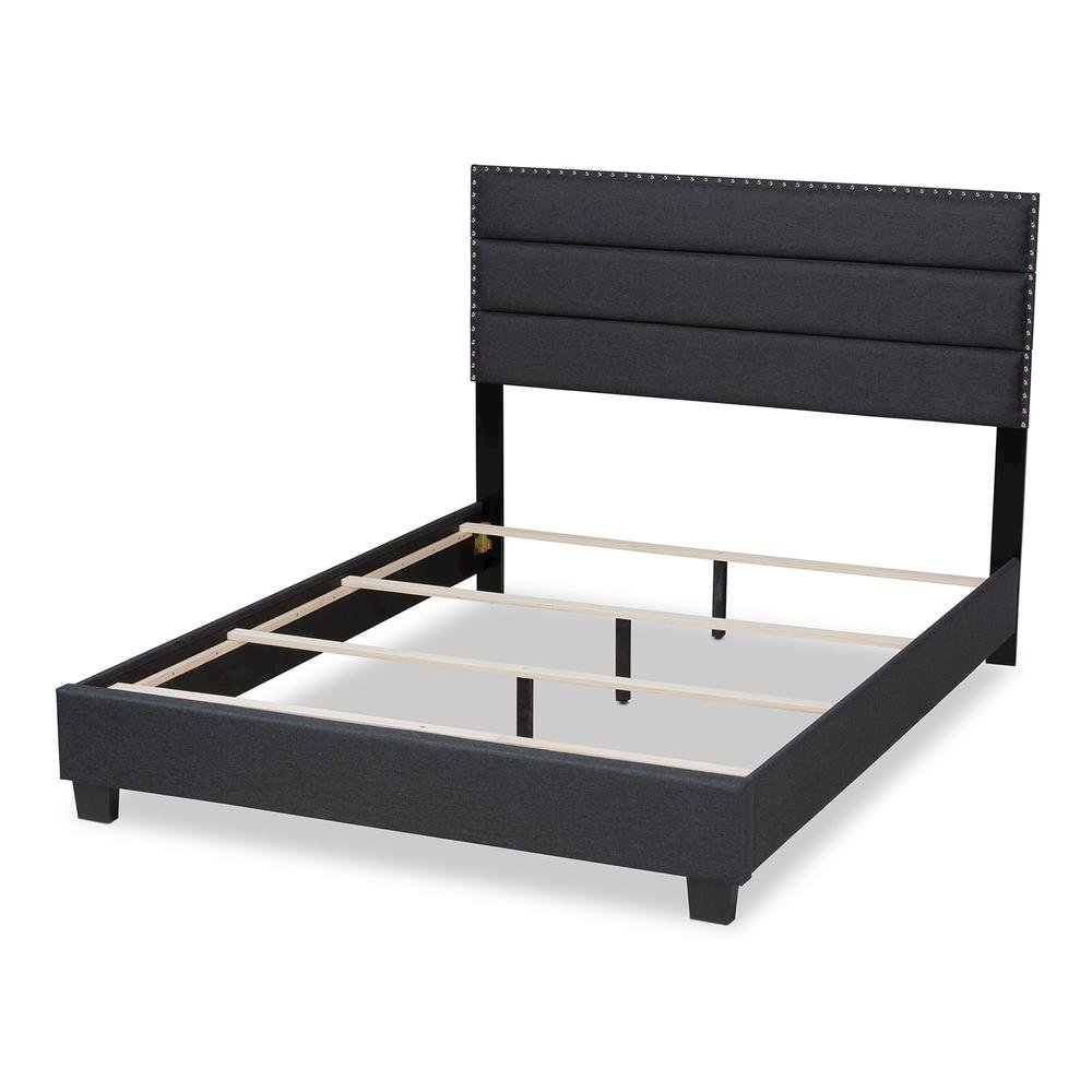 Ansa Modern and Contemporary Dark Grey Fabric Upholstered King Size Bed