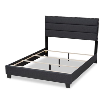 Ansa Modern and Contemporary Dark Grey Fabric Upholstered King Size Bed