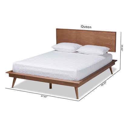 Karine Mid-Century Modern Walnut Brown Finished Wood King Size Platform Bed