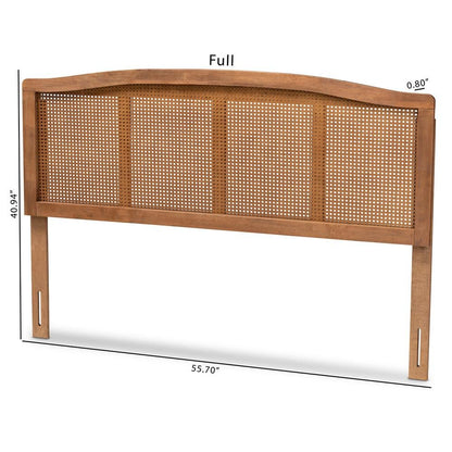 Ash Wanut Finished Wood and Synthetic Rattan King Size Headboard