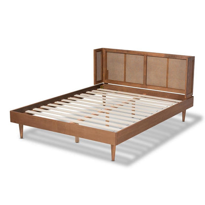 Synthetic Rattan King Size Platform Bed with Wrap-Around Headboard