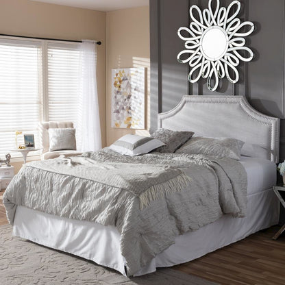 Grayish Beige Fabric Upholstered Queen Size Headboard