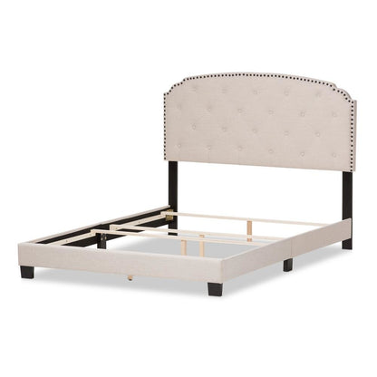 Lexi Modern and Contemporary Light Beige Fabric Upholstered King Size Bed