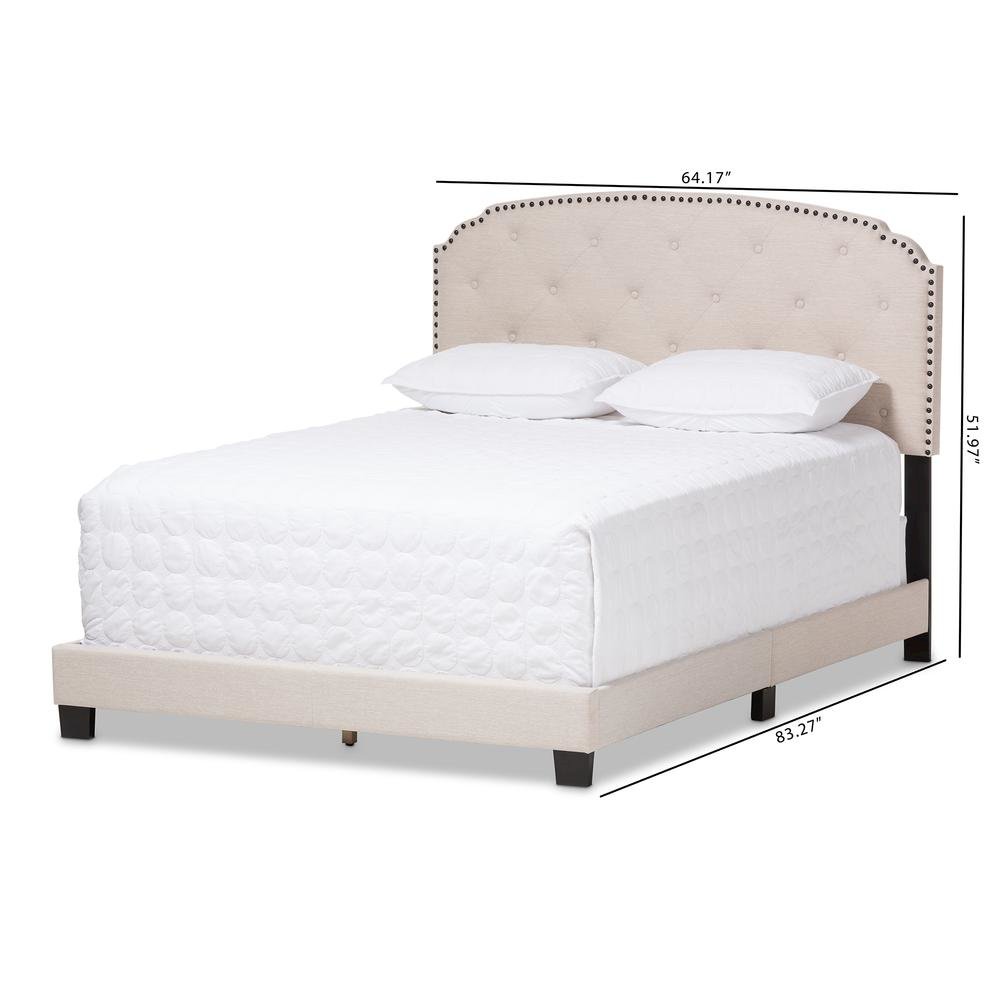 Lexi Modern and Contemporary Light Beige Fabric Upholstered King Size Bed