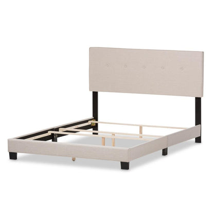 Hampton Modern and Contemporary Light Beige Fabric Upholstered King Size Bed