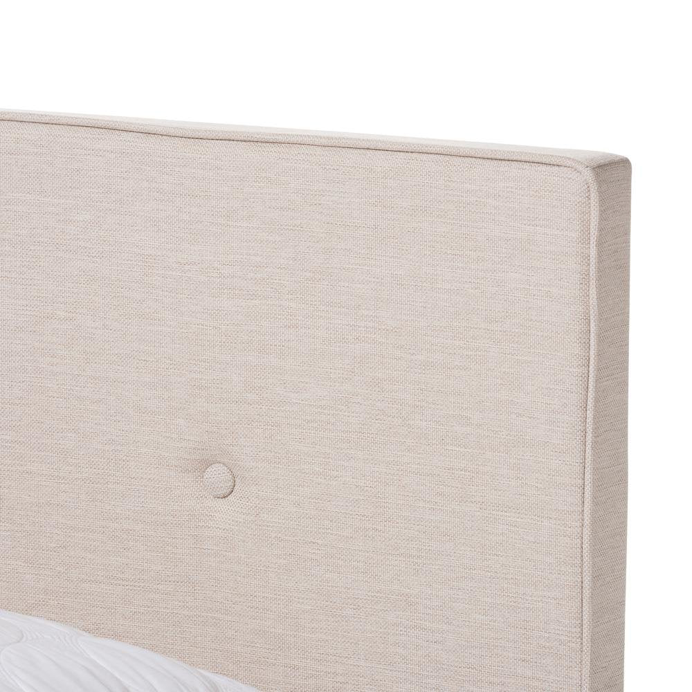Hampton Modern and Contemporary Light Beige Fabric Upholstered King Size Bed