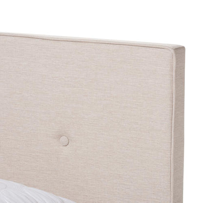 Hampton Modern and Contemporary Light Beige Fabric Upholstered King Size Bed