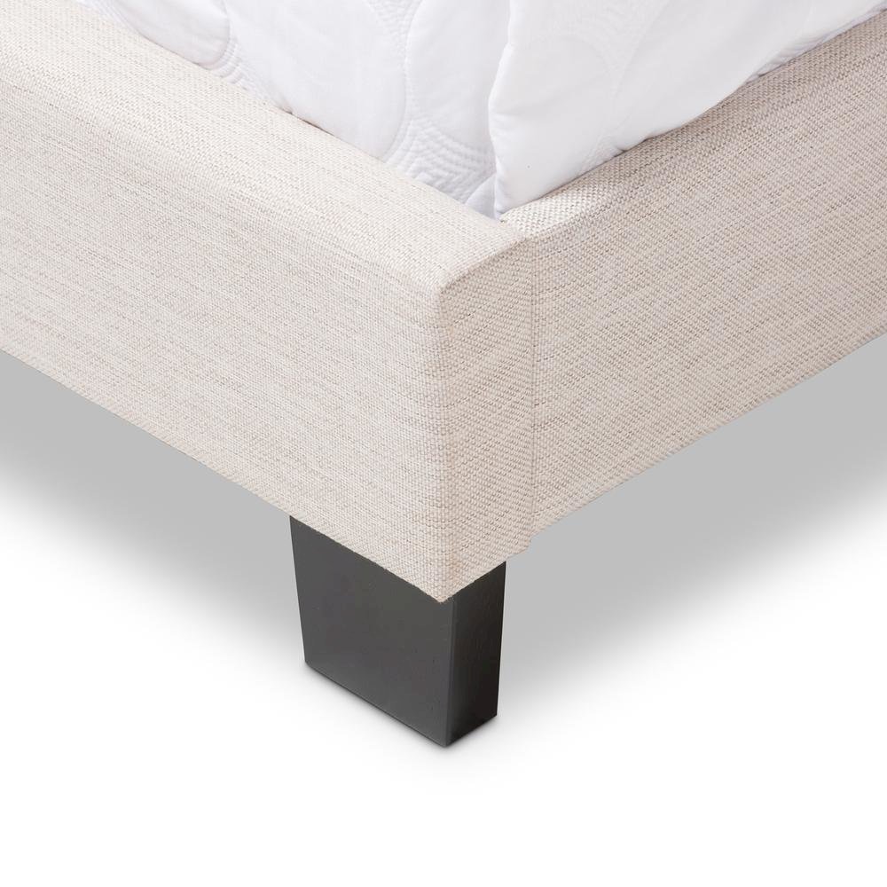 Hampton Modern and Contemporary Light Beige Fabric Upholstered King Size Bed