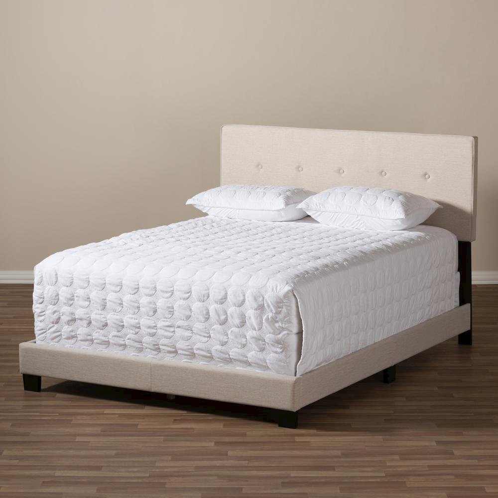 Hampton Modern and Contemporary Light Beige Fabric Upholstered King Size Bed