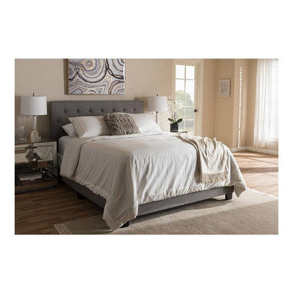 Cassandra Modern and Contemporary Light Grey Fabric Upholstered Queen Size Bed