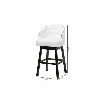 Leather Tufted 2-Piece Swivel Barstool Set with Nail heads Trim
