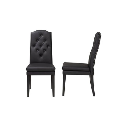 Leather Button-Tufted Nail heads Trim Dining Chair (Set of 2)